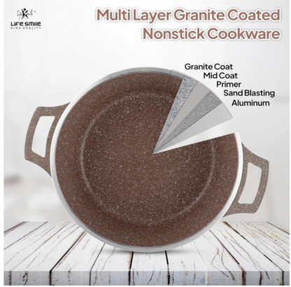 LIFE SMILE 29-Piece Cookware Set | Granite Stone Non-Stick Pots & Pans | طقم أواني الطبخ 29 قطعة جرانيت