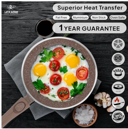 LIFE SMILE 29-Piece Cookware Set | Granite Stone Non-Stick Pots & Pans | طقم أواني الطبخ 29 قطعة جرانيت